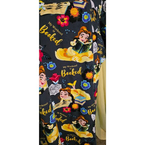 Disney My Weekend is Booked Women's 2-Pocket V-Neck Scrub Top 3XL princesses - Picture 2 of 5